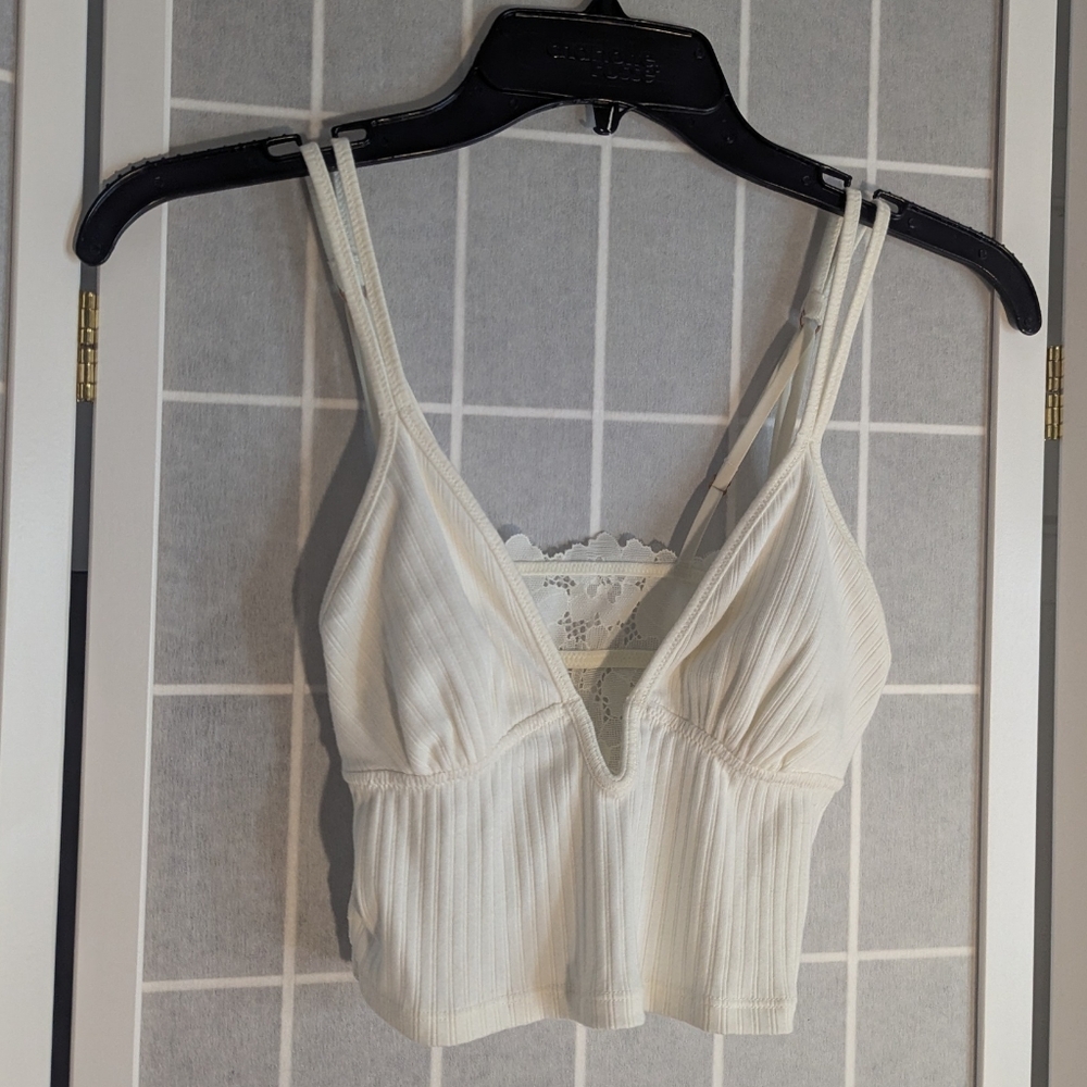Aerie Ribbed Poppy Lace Bra Top